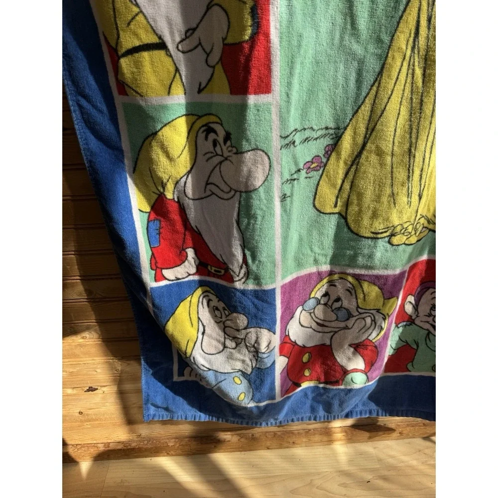 Vtg 1990s Snow White & the Seven Dwarfs Franco Beach Towel Walt Disney 56